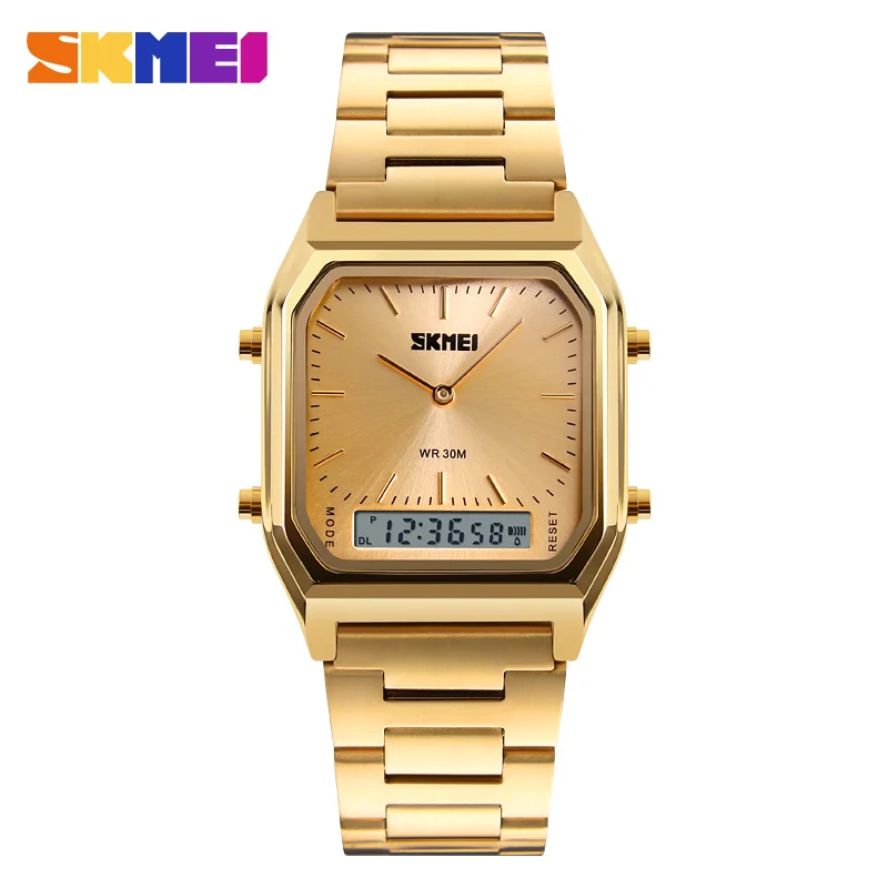 SKMEI Men's Fashion Gold Quartz Watch Men Digital Dual Time Sports Watches Male Chronograph Waterproof Clock Relogio Masculino | Наручные