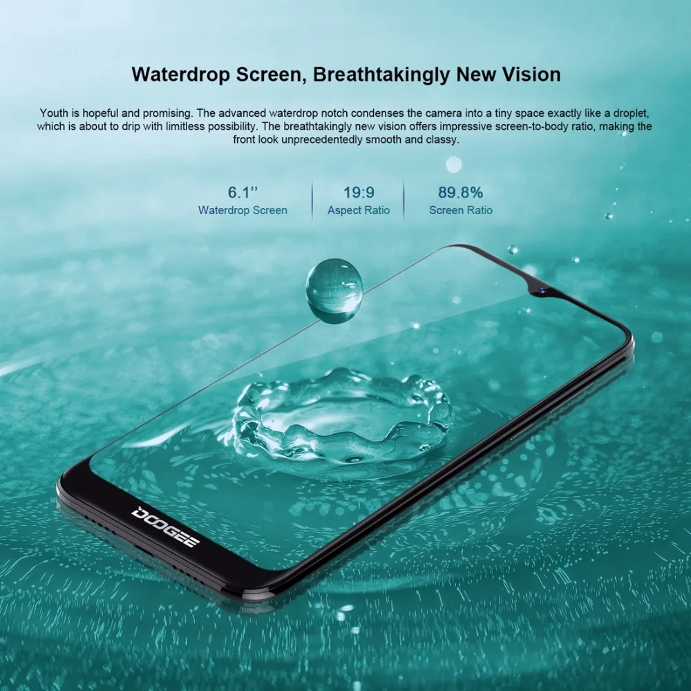 DOOGEE Y8 смартфон 6 1 &quotFHD 19:9 дисплей экран капли воды 3400 мАч MTK6739 четырехъядерный 3 ГБ