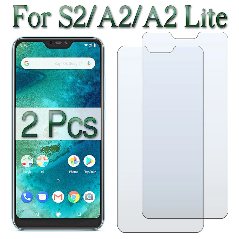 Закаленное стекло для Xiaomi Mi A2 Lite 2 шт. Защитная пленка экрана Redmi S2 Ksiomi My A2Lite S A 2A