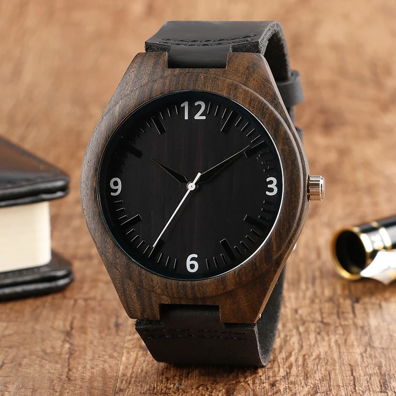 Фото Часы наручные из бамбука японские кварцевые винтажные Ретро-часы с сандаловым
