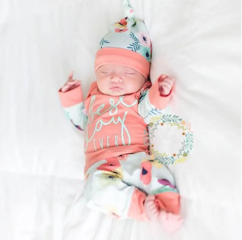 Комплект милой одежды для новорожденных девочек из 3 предметов модная футболка с