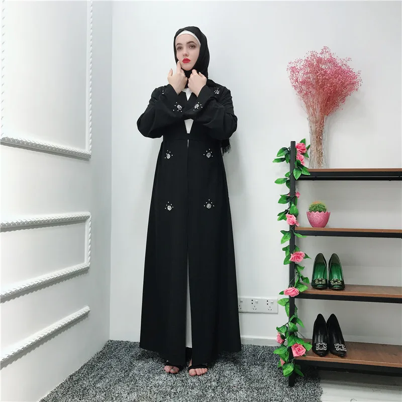 Кимоно женское длинное с алмазным бисером мусульманский кардиган-платье модная