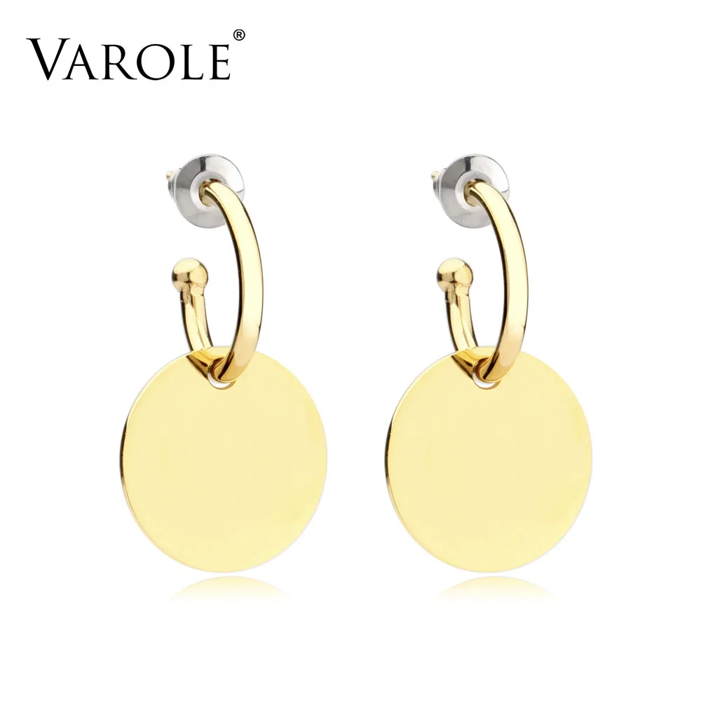 VAROLE, модные круглые серьги, розовые золотистые серьги, серьги-гвоздики из нержавеющей стали для женщин, модные ювелирные изделия Oorbellen Brincos