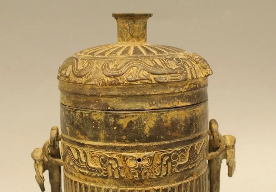 12 &quotДревняя китайская династия дворец Бронзовый зверь горшок ZUN бутылка ваза