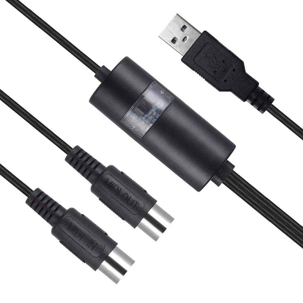 Преобразователь миди интерфейса USB/адаптер с 5 контактным DIN кабелем для