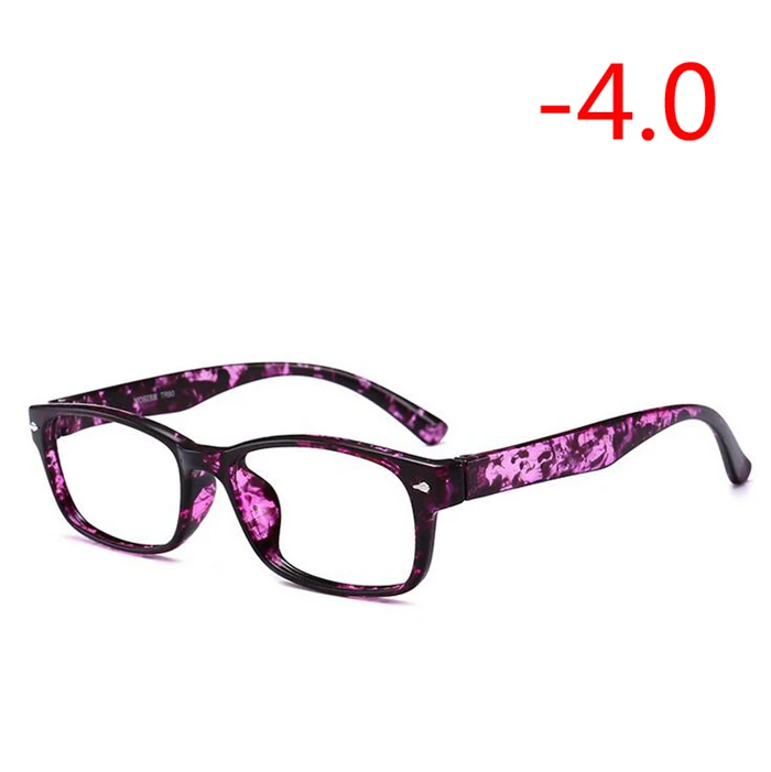 Myopia 400 1,0-1,5-2,0-4,0 квадратные очки для близорукости с градусом женские мужские короткие очки для коррекции зрения TR90 полосатая черная синяя красная Желтая оправа - Цвет оправы: Myopia 400