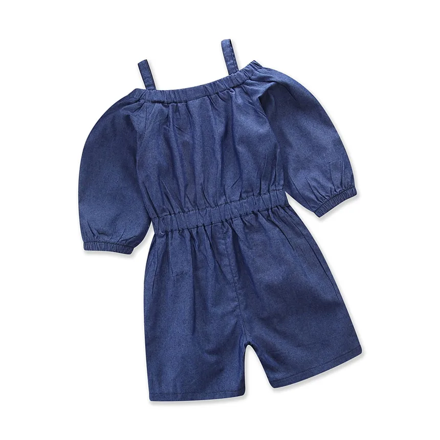 Одежда для маленьких девочек 2018 модный однотонный джинсовый комбинезон с ремнем