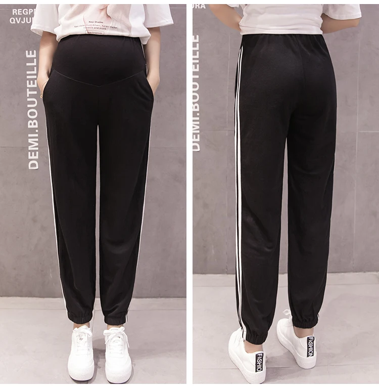 133# Весна Модная Летняя одежда для будущих мам Jogger брюки для девочек для талии, живота, эластичная брюки одежда беременных для женщин Тонкий Беременность мотобрюки