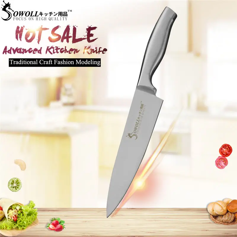 8 inch Chef SOWOLL 7Cr17mov супер острый набор ножей из нержавеющей стали высокой твердости 58HRC кухонные ножи профессиональные поварские инструменты распродажа - Цвет: 8 inch Chef