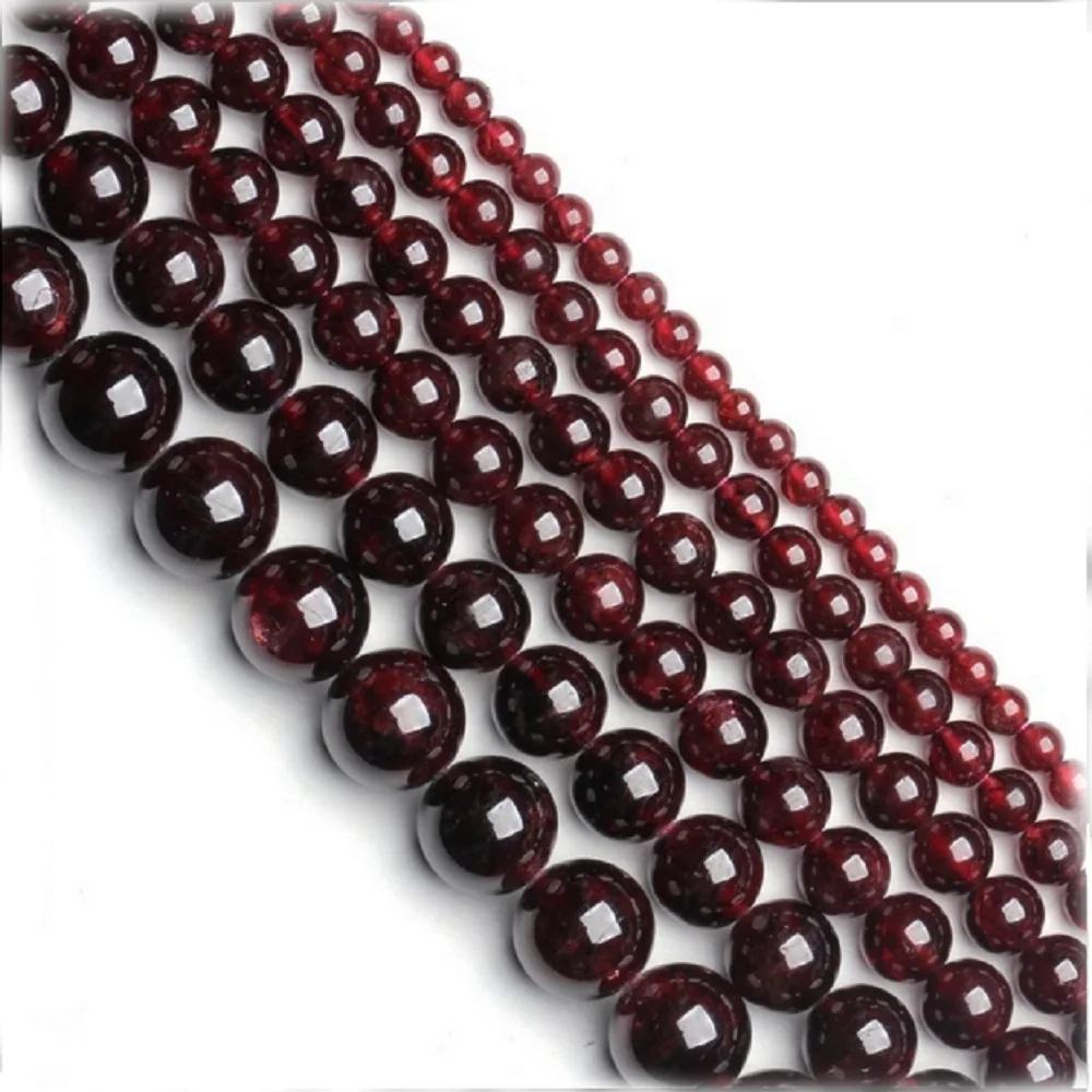 Натуральный темно-красный гранатовый камень бисер для изготовления ювелирных