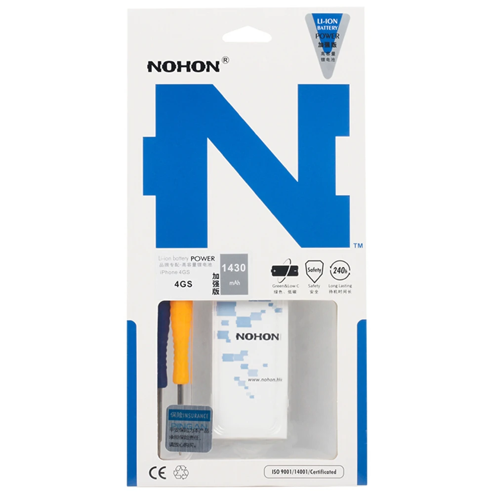 Аккумулятор NOHON для iPhone 4S, Сменные Аккумуляторы для телефонов iPhone 4S 1430 мАч, встроенный аккумулятор с машинными инструментами