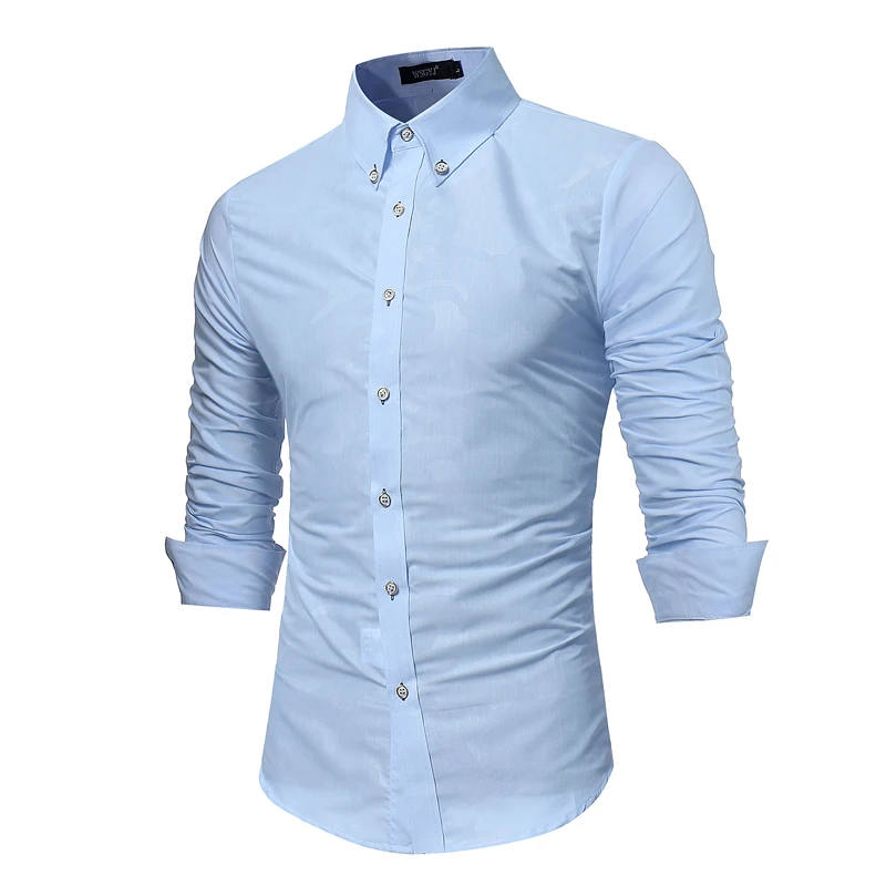 Новый бренд 2018 Для мужчин рубашка 3 цвета платье с длинным рукавом Slim Fit Camisa masculina