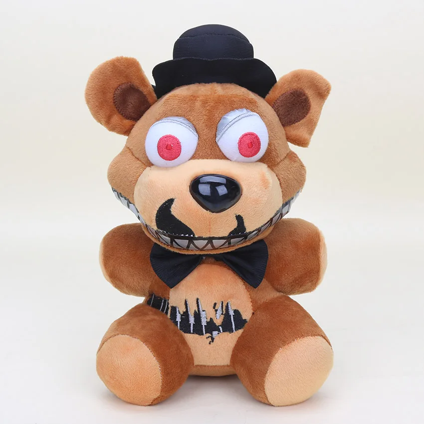 NightmareFreddy 25cm 1" пять ночей Фредди Мягкие плюшевые игрушки FNAF Фредди Fazbear медведь лисица кролик Бонни и Чика Peluche Juguetes - Цвет: NightmareFreddy 25cm