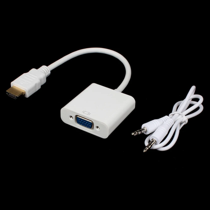 Цена по прейскуранту завода Белый HDMI к VGA 3 5 мм разъем аудио кабель адаптер