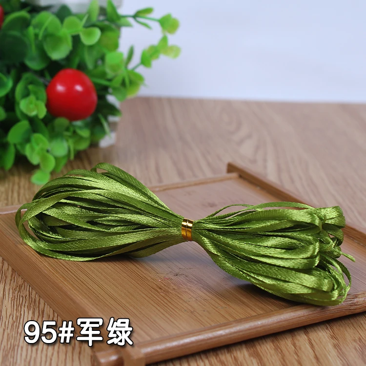 Army green 10 м/лот) 1/" 3 мм разные цвета атласные ленты для упаковки одежды DIY отделка ленточка Аксессуары Подарочные рождественские ленты - Цвет: Army green