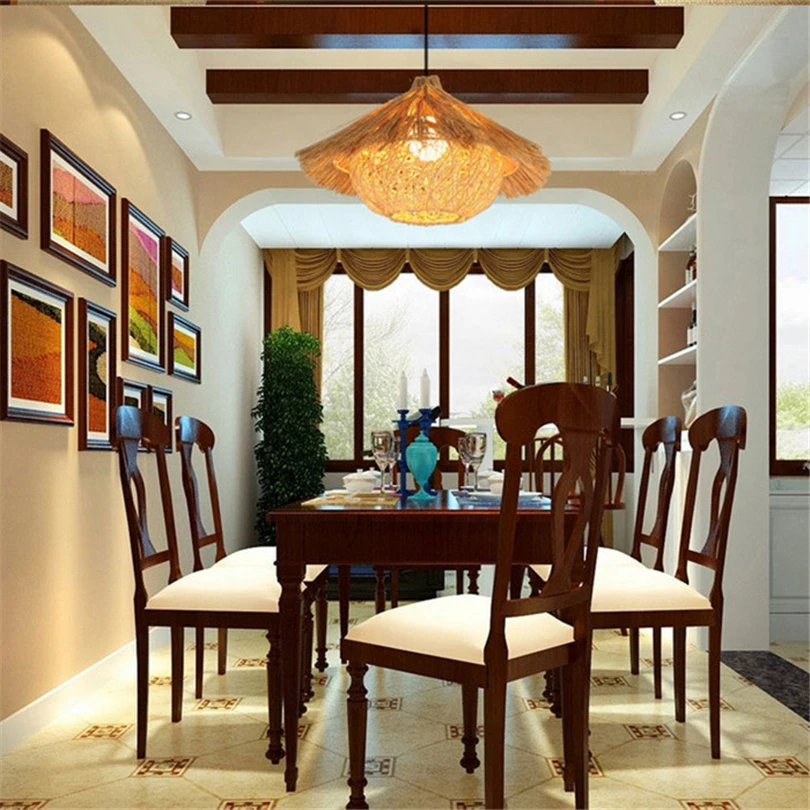 Подвесной светильник из ротанга Е27 в пасторальном стиле|Подвесные светильники| |