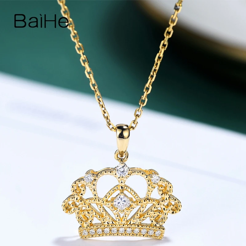 BAIHE однотонное 14K желтое золото H/SI натуральные бриллианты модные свадебные