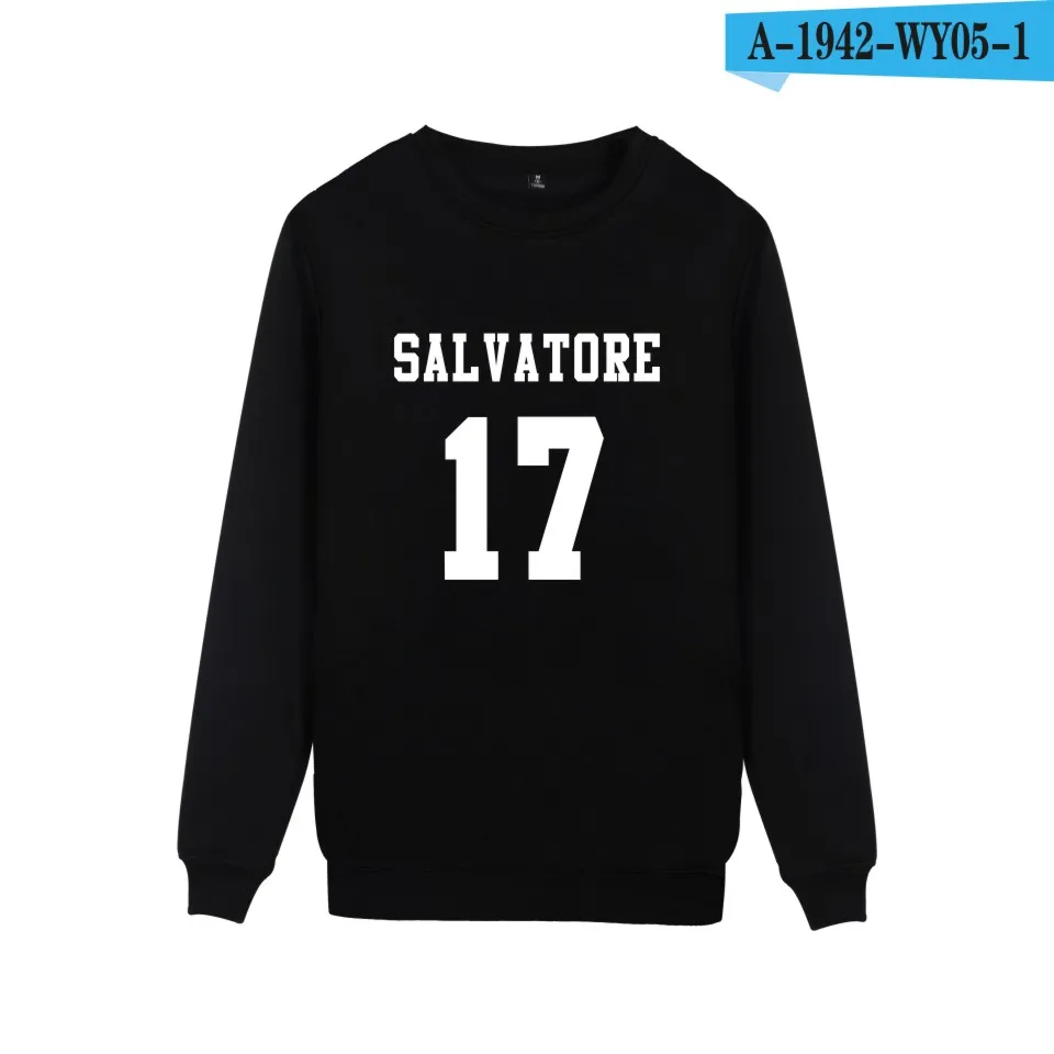 Salvore 17 вампирские дневники Мистик Фолс толстовки TimberWolves с принтом Salvatore17 одежда повседневные хлопковые толстовки без рукавов - Цвет: Black