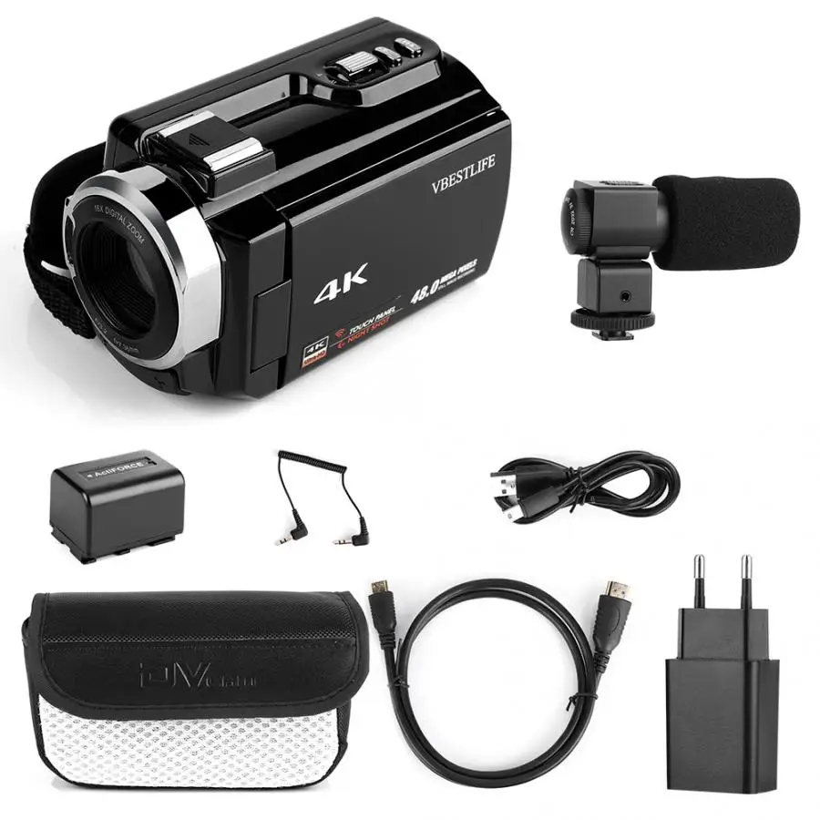 4 K 48MP WiFi цифровая видеокамера с функцией ночного видения camaras - Цвет: EU Plug