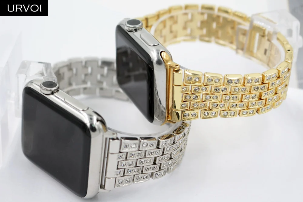 Ремешок URVOI для Apple Watch series 6 SE 5 4 3 2 1 ремешок с цирконием iWatch link браслет модный