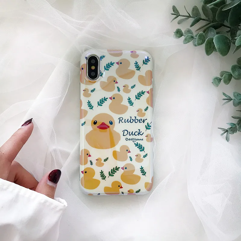 Милые чехлы для телефонов с изображением утки iphone 8 чехол X 7 6 6S Plus задняя крышка