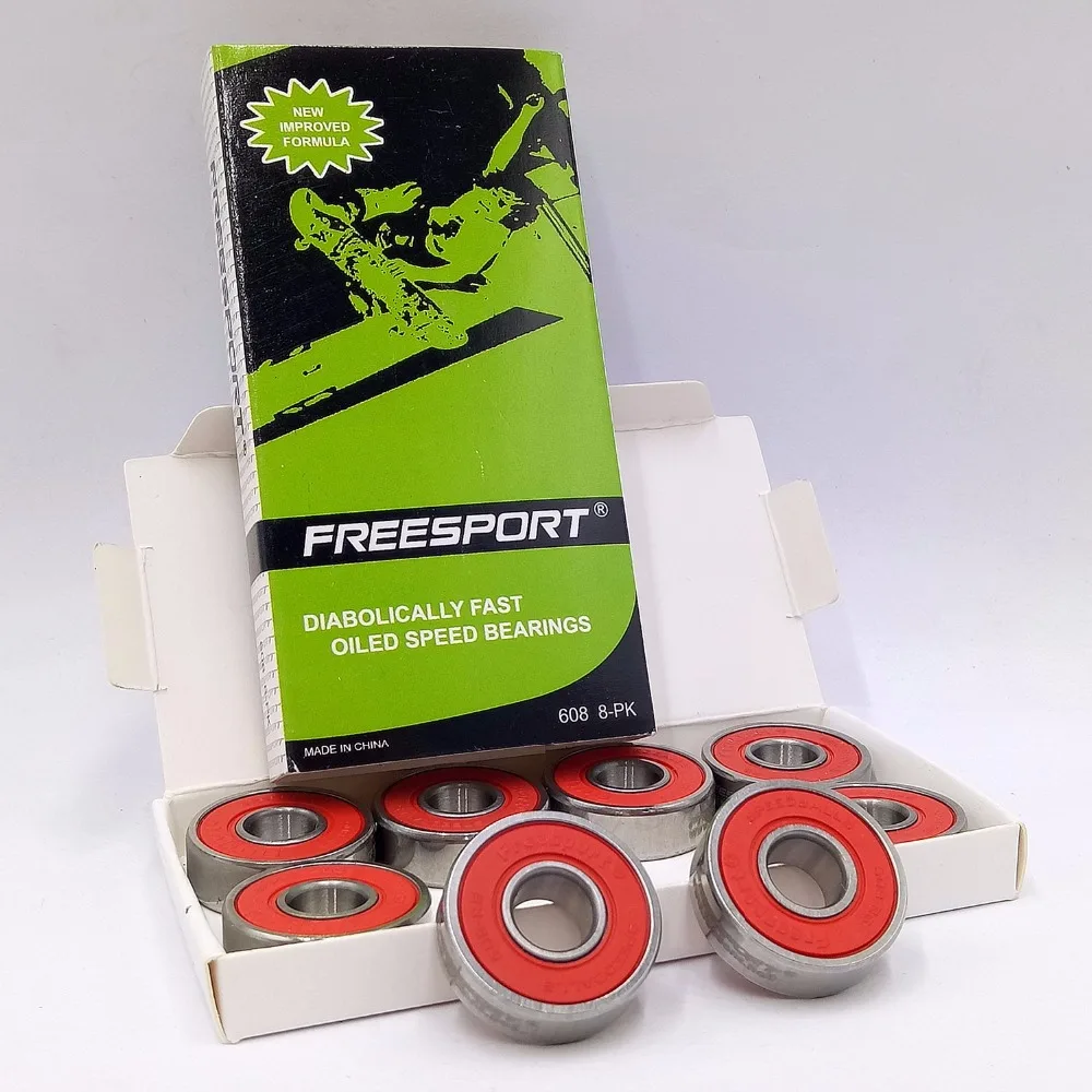 8 шт FREESPORT скоростные шарики 608-RS с дьявольским быстро промасленным скоростным гибридным керамическим подшипником 8*22*7 мм костюм скейтборд/лонгборд колеса