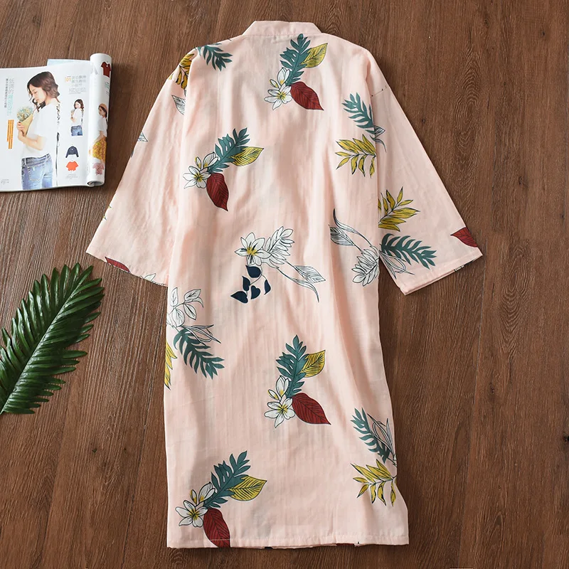 Халат женские одеяния японское кимоно халат для спа Лето дышащий хлопок ночной