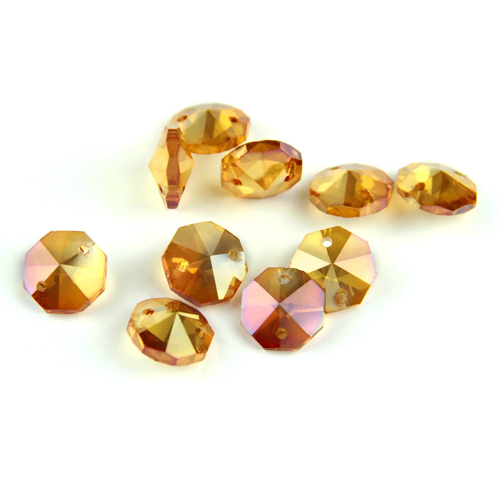 Хрустальные бусины для люстры разных цветов 14 мм стеклянные Восьмиугольные с 2