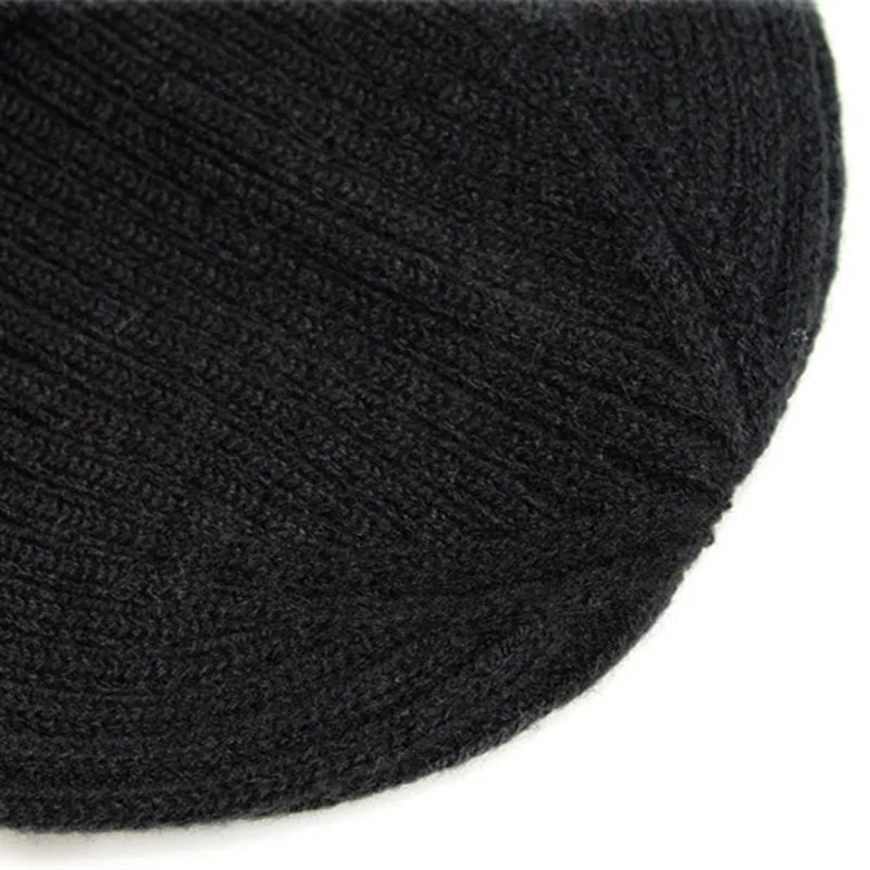 

Winter Beanies Hats Men Women Solid Knitted Skullies Cap Female Male Black Hat
