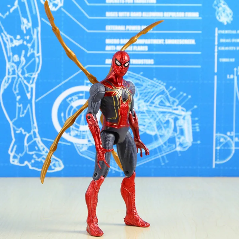 Marvel Мстители 4 Бастер герой Железный человек сюрприз капитан доктор сингулярный Веном spidermanмигающие Фигурки игрушки для детей - Цвет: Синий
