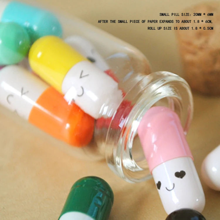 

Stationery Wishing Bottle Capsule 50pcs/ Pack Love Capsule Pills Color Randomly Delivered