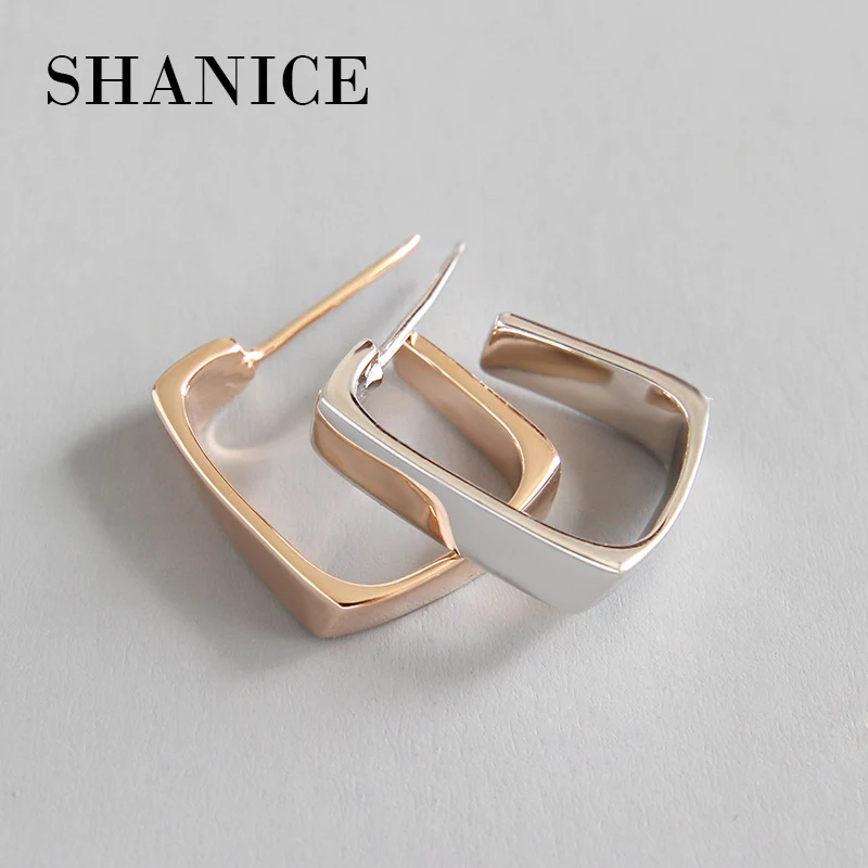 SHANICE 925 пробы серебряные INS простые неправильной формы Геометрические Квадратные серьги-гвоздики для женщин повседневный стиль серьги для девочки