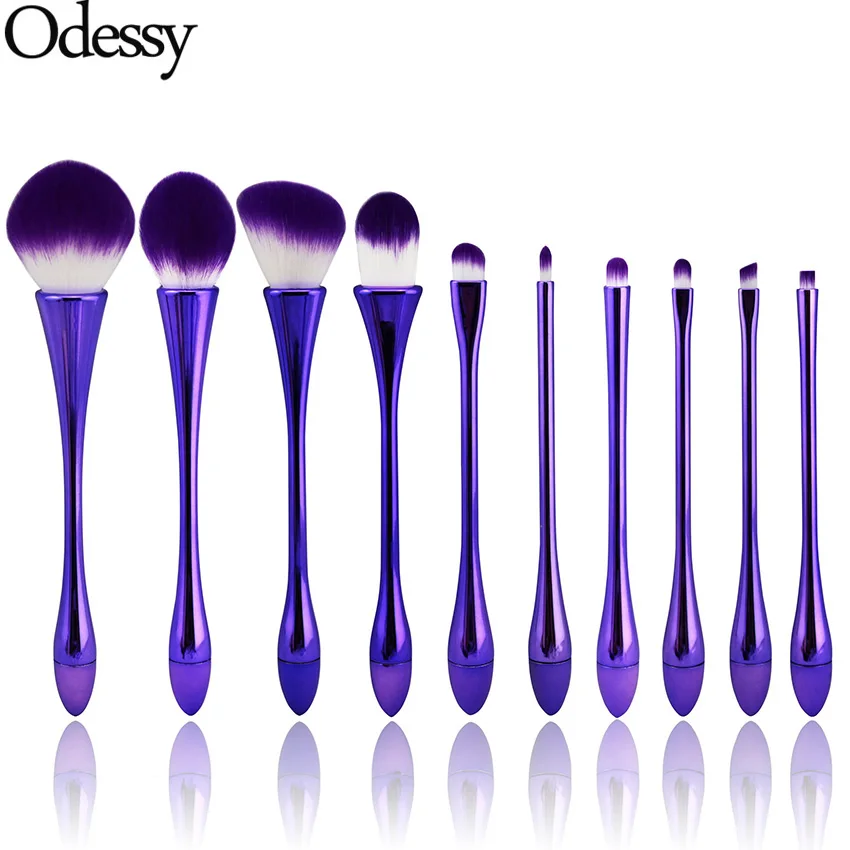 ODESSY 10 шт. набор фиолетовых кистей для макияжа в форме бокала с пудрой тональный