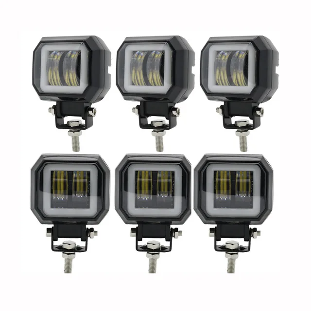 6pcs square light 3 дюйма светодиодный рабочий светильник квадратный Портативный Точечный светильник s внедорожный грузовик Вождение машины лодки мотоцикла ATV 12V 24V Угол Глаза пятно луча - Цвет: 6pcs square light