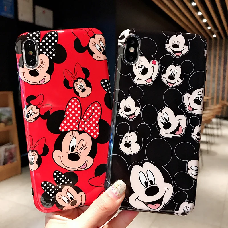 Милый мультяшный Чехол для мобильного телефона с Минни Микки IMD Для iPhone X XS XR XSMax 8