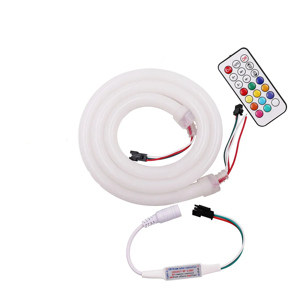 NEON Controller 1 м/2 м/5 м RGB светодиодная неоновая веревка WS2811 Пиксельная полоса светильник DC12V WS2812B 21 ключ контроллер пикселя 5A адаптер питания EU/UK/US/AU разъем - Испускаемый цвет: NEON Controller