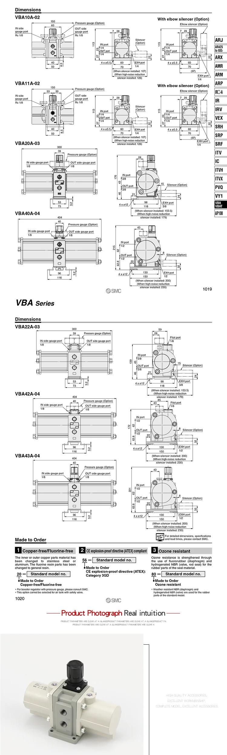 Пневматический напорный клапан vba10a-02 пневматический напорный vba20a-03 газовый воздушный подкачивающий насос vba40a-04 газовый бак под двойным давлением
