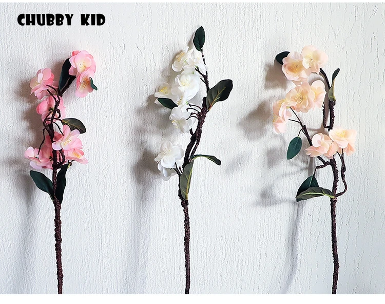 Real touch artificial silicone Cherry blossoms felt latex flowers Peach blossom wedding decorative wholesale 6pcs/lot on. Искусственные цветы из силикона и латекса с имитацией прикосновения к реальным цветам вишни и персика для свадебного украшения оптом 