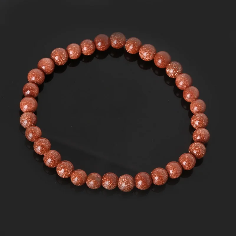 Лидер продаж браслет из натурального камня с золотым песком 6 мм эластичным