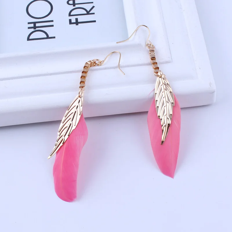 Новые винтажные этнические серьги в стиле бохо с цыганскими перьями