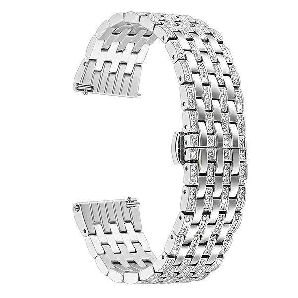 Silver Алмазный ремешок для часов samsung Galaxy Watch 42 мм 46 мм/Active 2 40 мм 44 мм браслет из нержавеющей стали браслет на запястье ювелирный браслет - Цвет ремешка: Silver
