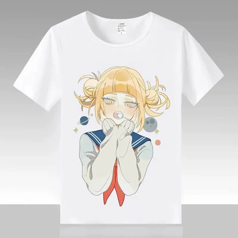 Аниме My Hero Academia летние Забавные футболки Himiko Toga Топы Футболка женские Ochako Uraraka Косплей костюмы Tsuyu Asui