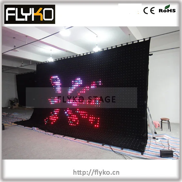 Светодиодная занавеска для видеоэкрана с высокой яркостью 4 м * 6 P100 мм контроллер