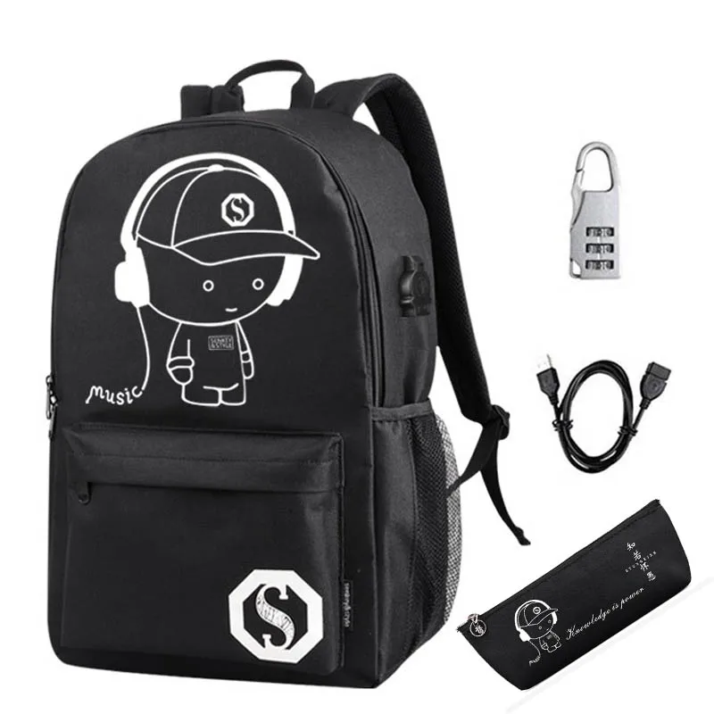 style 2 Детский школьный рюкзак со светящимся рисунком на тему аниме USB зарядка для ноутбука рюкзак для подростка Противоугонный рюкзак для мальчиков школьные сумки - Цвет: style 2