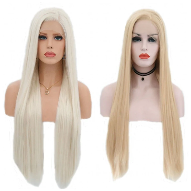 JOY& BEAUTY 26 дюймов длинные шелковистые прямые 150% плотность синтетические парики на кружеве термостойкие парики с натуральной частью парик для женщин