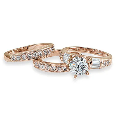 Комплект колец из 14 каратного золота с бриллиантами и цирконием для