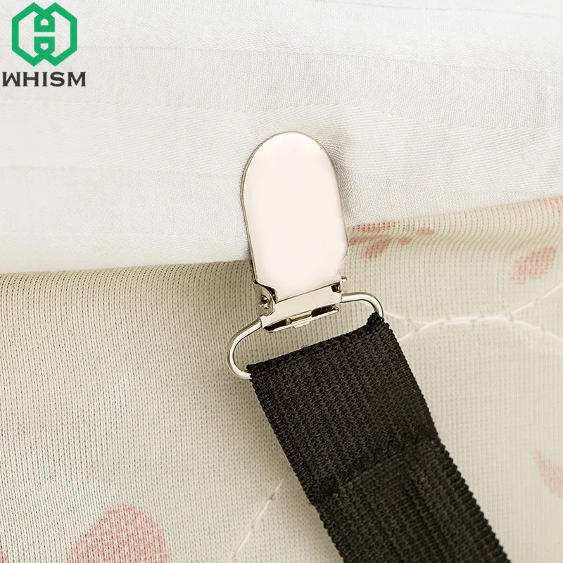 WHISM, 4 шт., регулируемый ремень для простыни, Эластичные подтяжки для застежки матраса, подтяжки для пуховых одеял, угловые захваты, ремни, зажимы для листов с тремя головками