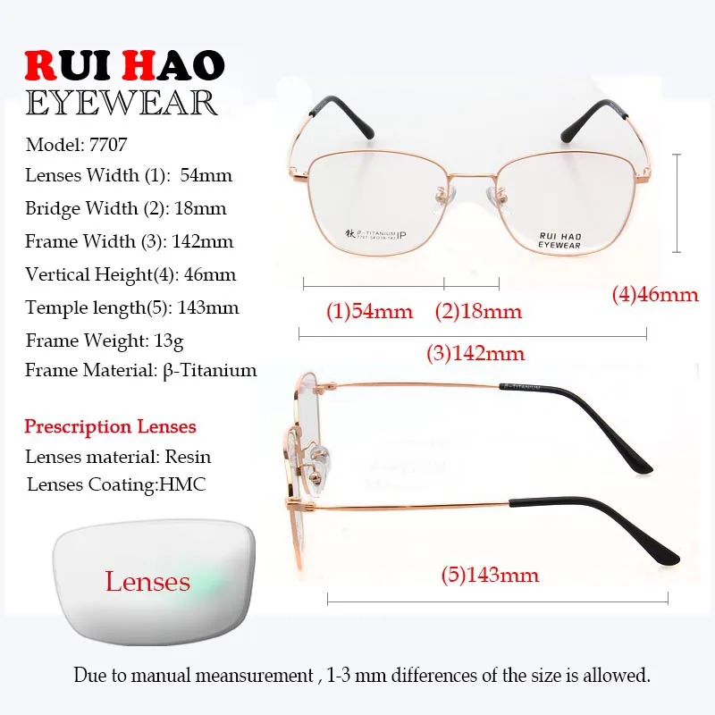 Супер светильник для очков P7707 титановая оправа по рецепту и полимерные линзы