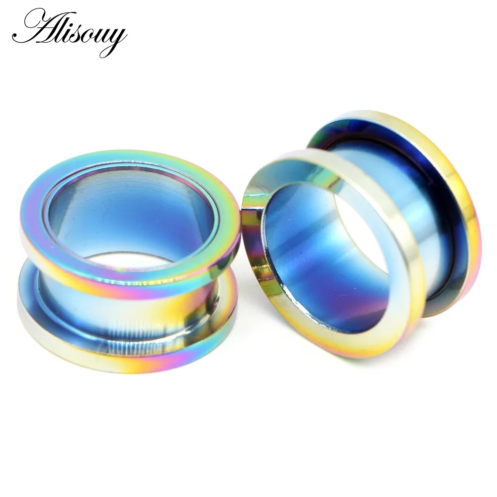 EM0035f Colorful Alisouy 2 шт. 2-30 мм Ушные Тоннели пробки 316L из нержавеющей стали сережки, украшение для пирсинга измерительные приборы украшения для «тоннелей» Expandar вилки и туннели - Окраска металла: EM0035f Colorful