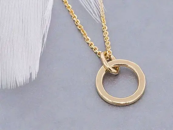 Simple Thick Hoop Circle Necklace Outline Eternity Karma Open Hammered Geometric Round Necklaces | Украшения и аксессуары